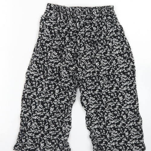 Miss E-vie Girls Black Floral Viscose Culotte Shorts Size 8-9 Years  Regular