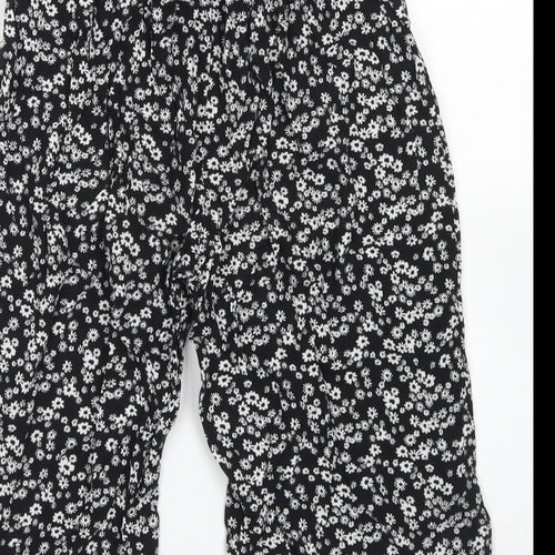 Miss E-vie Girls Black Floral Viscose Culotte Shorts Size 8-9 Years  Regular
