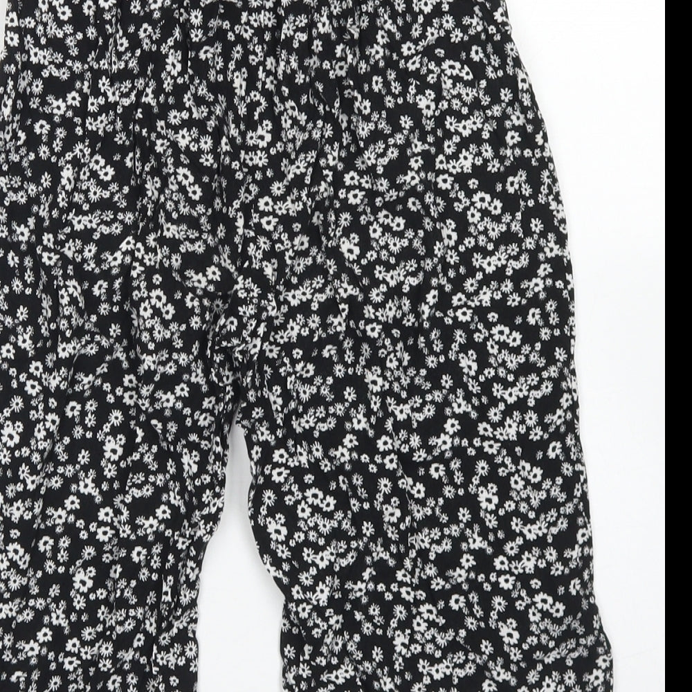 Miss E-vie Girls Black Floral Viscose Culotte Shorts Size 8-9 Years  Regular