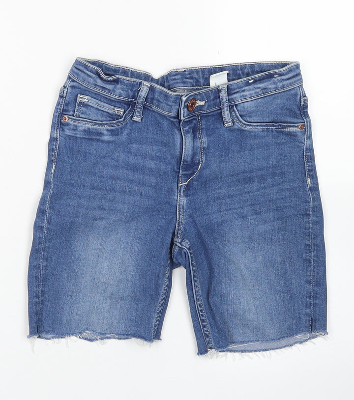 &Denim Girls Blue Cotton Boyfriend Shorts Size 10 Years Regular