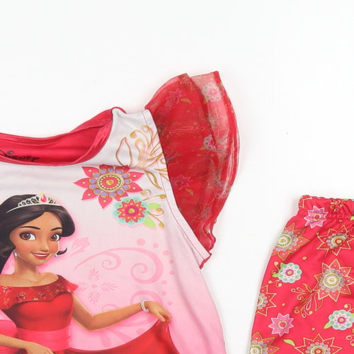 Disney Girls Red Solid Polyester Top Pyjama Set Size 6 Years   - Disney Princess, Tulle Sleeve
