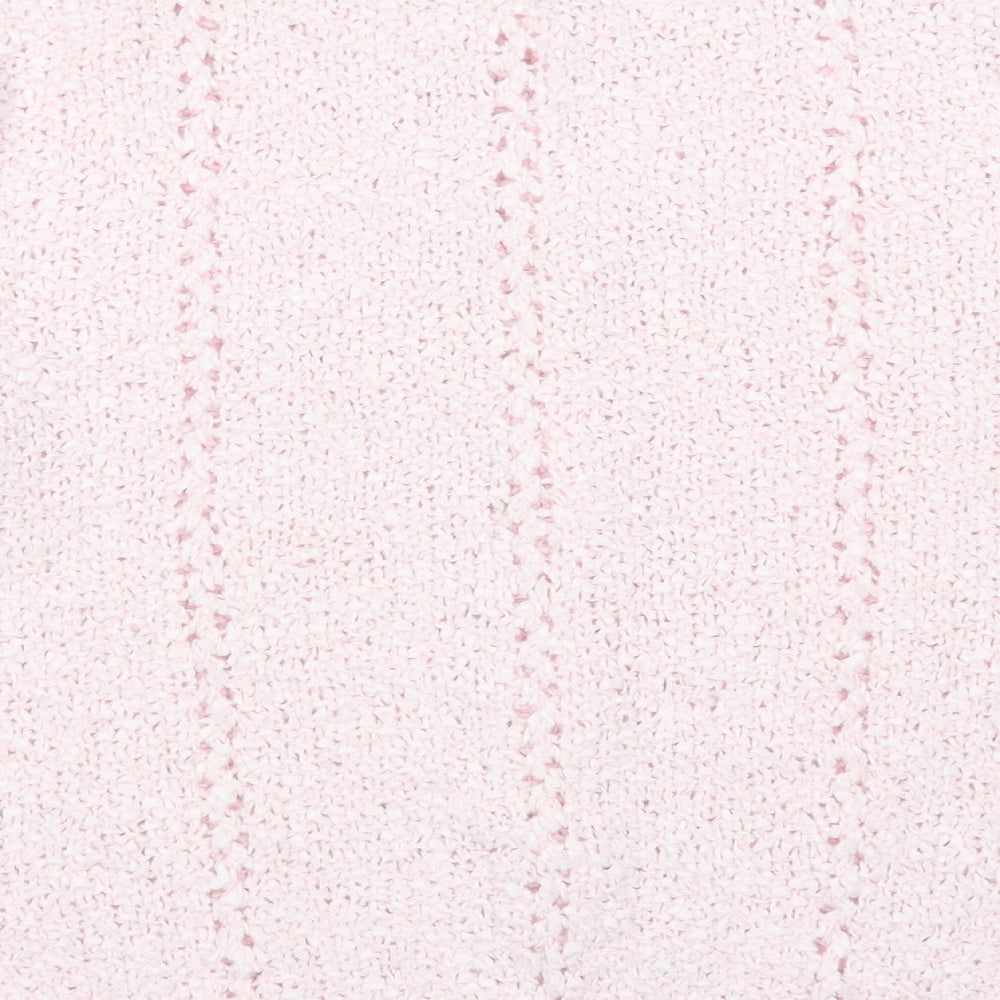 Woodland Womens Pink Crew Neck  Ramie Cardigan Jumper Size M   - Knitted By Hand