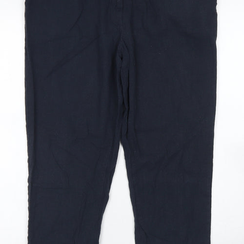 Oasis Womens Blue  Viscose Pedal Pusher Trousers Size 10 L24 in Regular Button