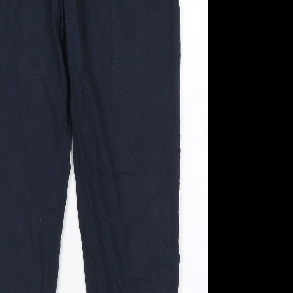 Oasis Womens Blue  Viscose Pedal Pusher Trousers Size 10 L24 in Regular Button