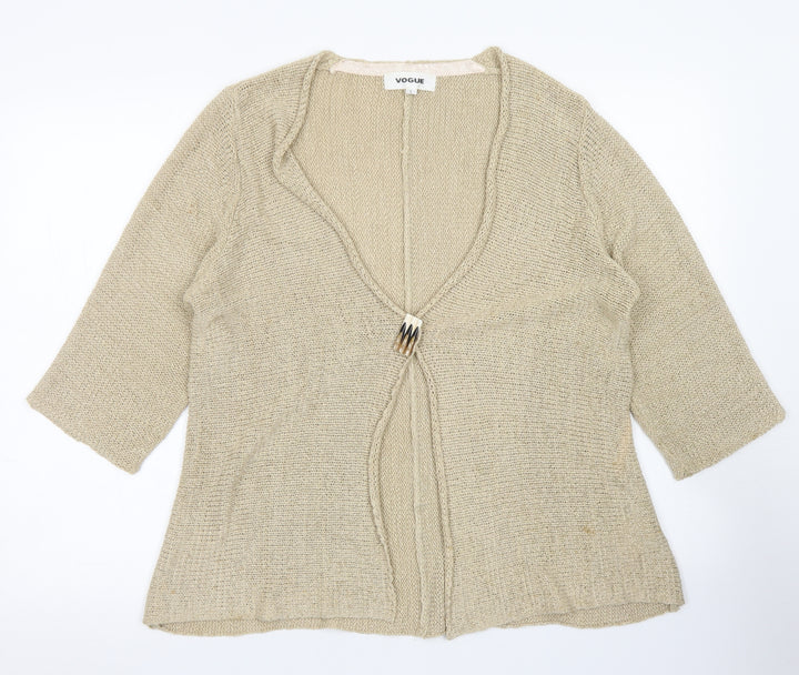 Vogue Womens Brown V-Neck Acrylic Cardigan Jumper Size L