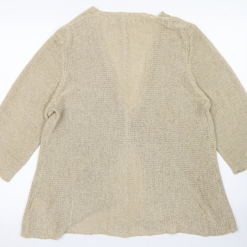 Vogue Womens Brown V-Neck  Acrylic Cardigan Jumper Size L