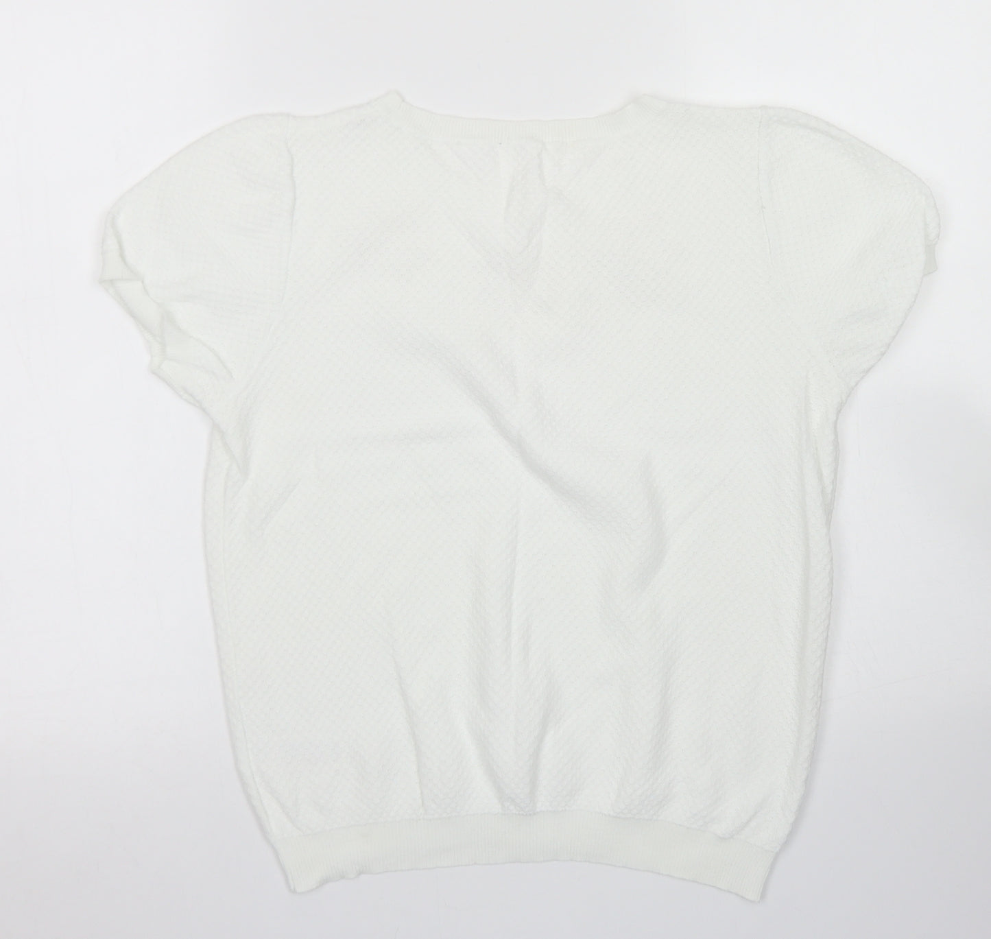 Dorothy Perkins Womens White  Cotton Basic T-Shirt Size 14 Crew Neck