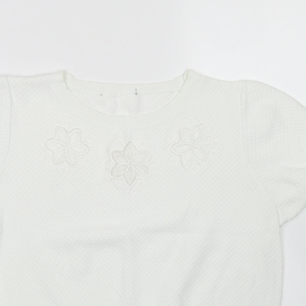 Dorothy Perkins Womens White  Cotton Basic T-Shirt Size 14 Crew Neck