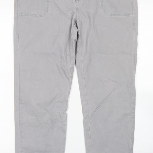Dunnes Stores Womens Grey  Cotton Chino Trousers Size 12 L27 in Slim Button