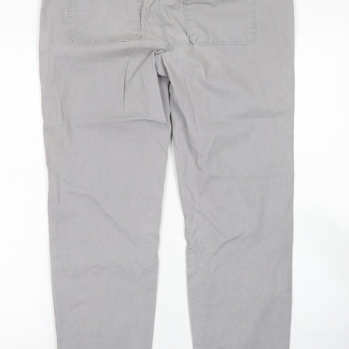 Dunnes Stores Womens Grey  Cotton Chino Trousers Size 12 L27 in Slim Button