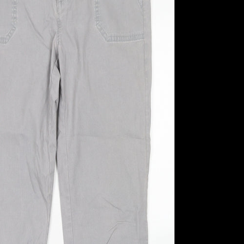Dunnes Stores Womens Grey  Cotton Chino Trousers Size 12 L27 in Slim Button