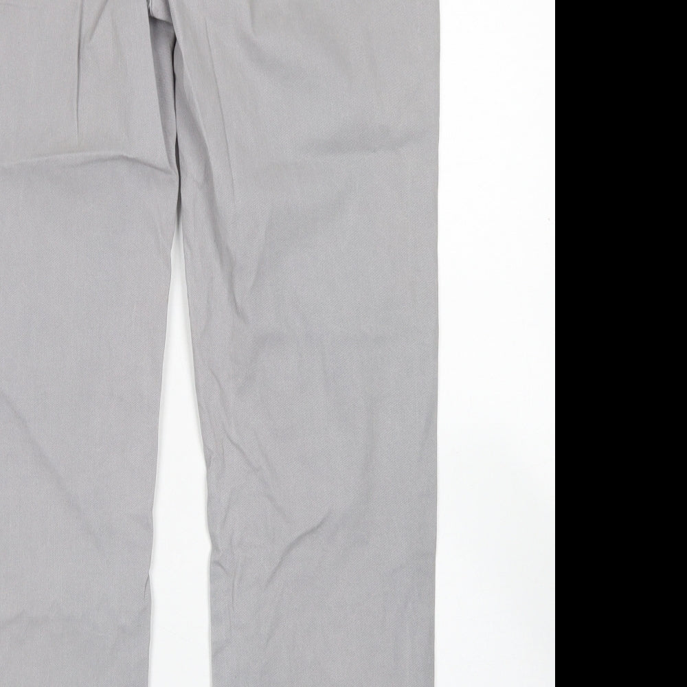 Dunnes Stores Womens Grey  Cotton Chino Trousers Size 12 L27 in Slim Button