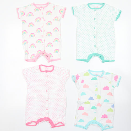 NEXT Girls Pink Spotted Cotton Romper Outfit/Set Size 6-9 Months  Snap