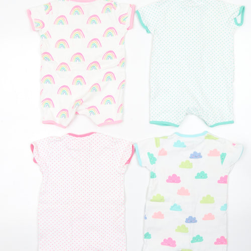 NEXT Girls Pink Spotted Cotton Romper Outfit/Set Size 6-9 Months  Snap