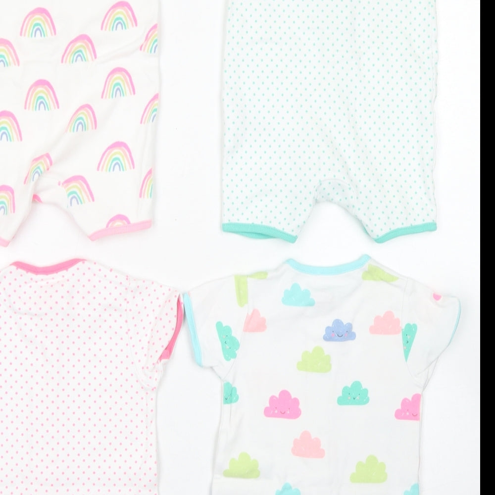 NEXT Girls Pink Spotted Cotton Romper Outfit/Set Size 6-9 Months  Snap