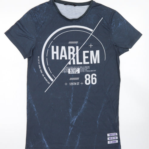 Twisted Soul Mens Blue  Polyester  T-Shirt Size S Crew Neck  - Harlem