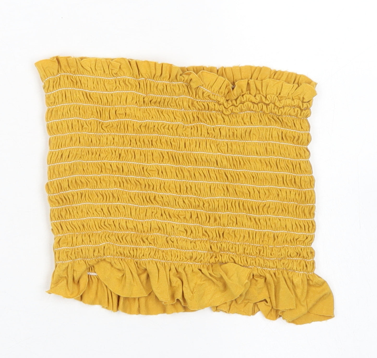 Misspap Womens Yellow  Viscose Cropped T-Shirt Size 6 Off the Shoulder - Bandeau