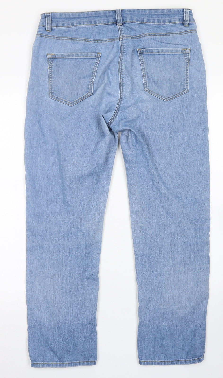 Bonmarché Womens Blue  Cotton Straight Jeans Size 14 L26 in Regular Button