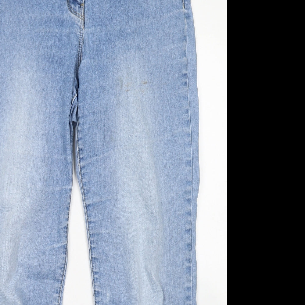Bonmarché Womens Blue  Cotton Straight Jeans Size 14 L26 in Regular Button