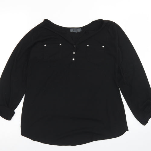 Primark Womens Black  Polyester Basic Blouse Size S Round Neck
