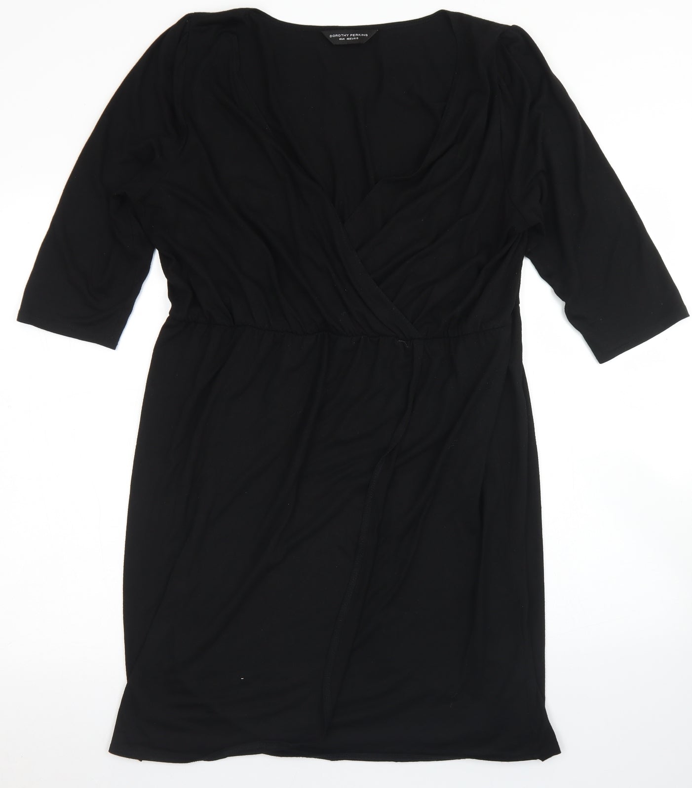 Dorothy Perkins Womens Black  Polyester Wrap Dress  Size 18  V-Neck