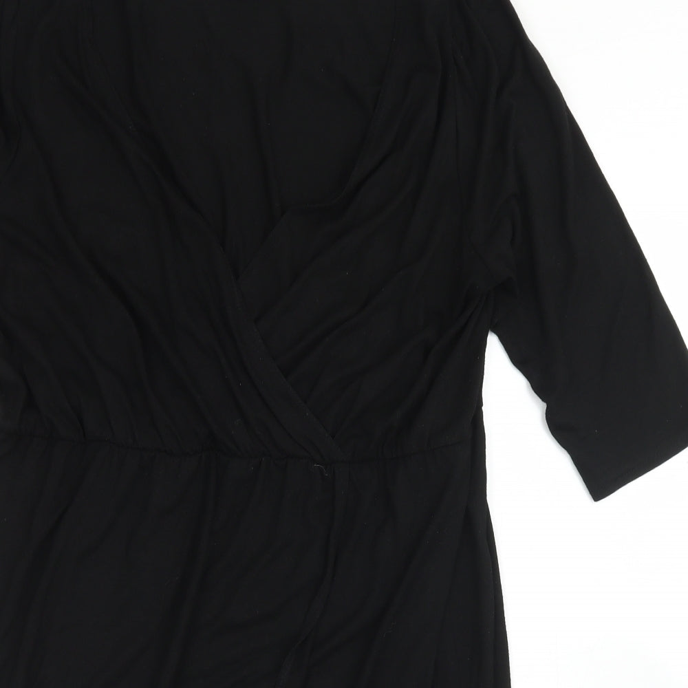 Dorothy Perkins Womens Black  Polyester Wrap Dress  Size 18  V-Neck