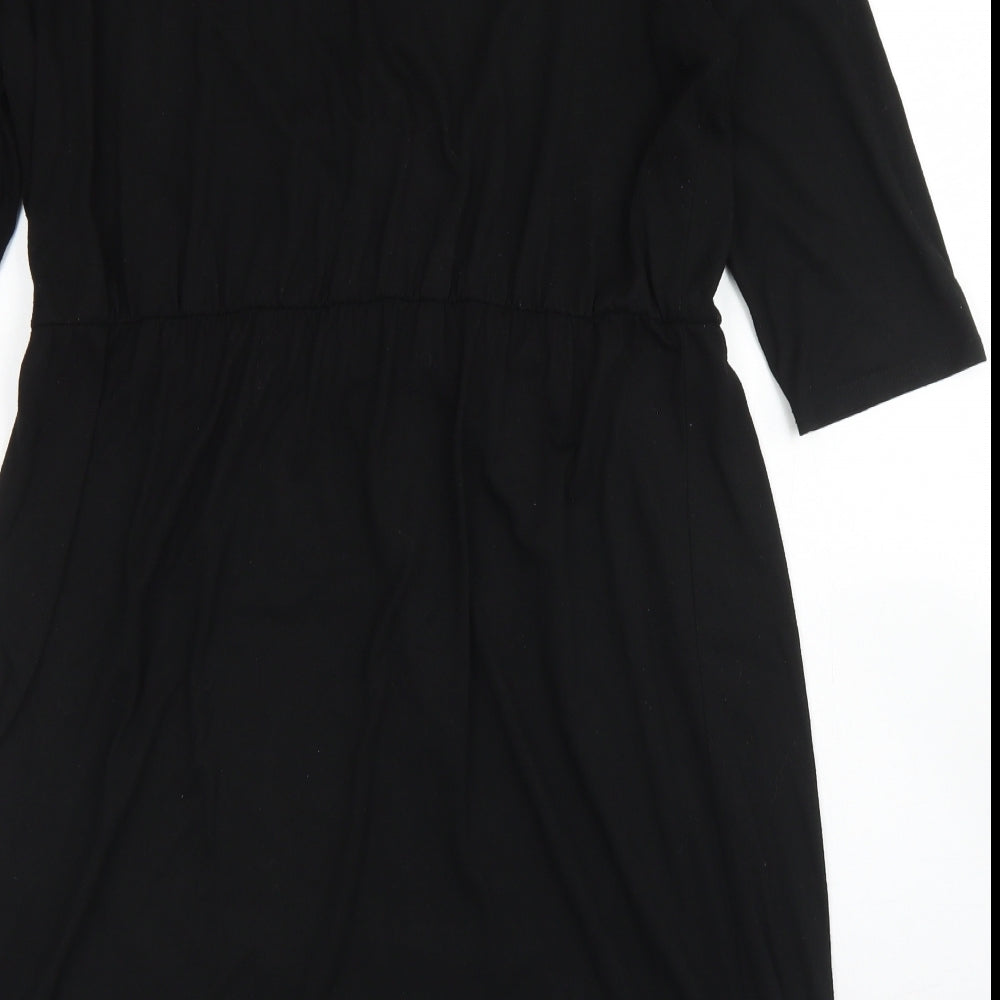 Dorothy Perkins Womens Black  Polyester Wrap Dress  Size 18  V-Neck