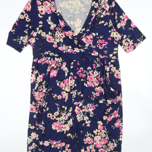 Billie & Blossom Womens Blue Floral Viscose Pencil Dress  Size 18  V-Neck