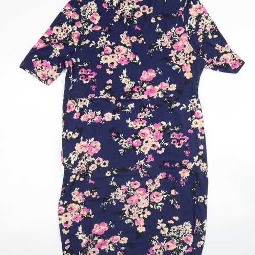 Billie & Blossom Womens Blue Floral Viscose Pencil Dress  Size 18  V-Neck