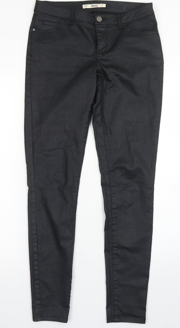 Dorothy Perkins Womens Black Cotton Skinny Jeans Size 8 L29 in Regular Button