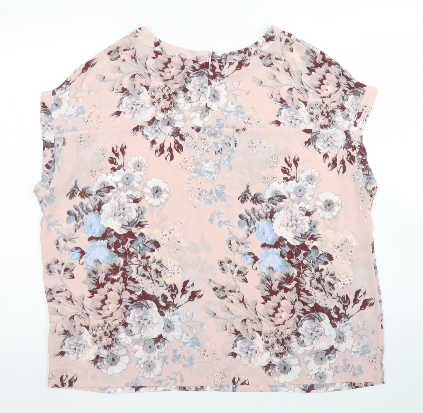 NEXT Womens Pink Floral Polyester Basic Blouse Size 18 Round Neck