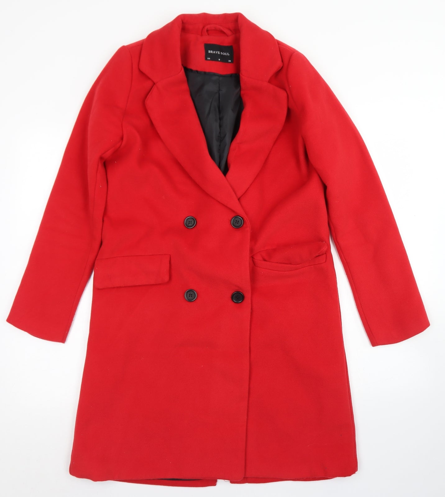 Brave Soul Womens Red   Overcoat Coat Size 8  Button
