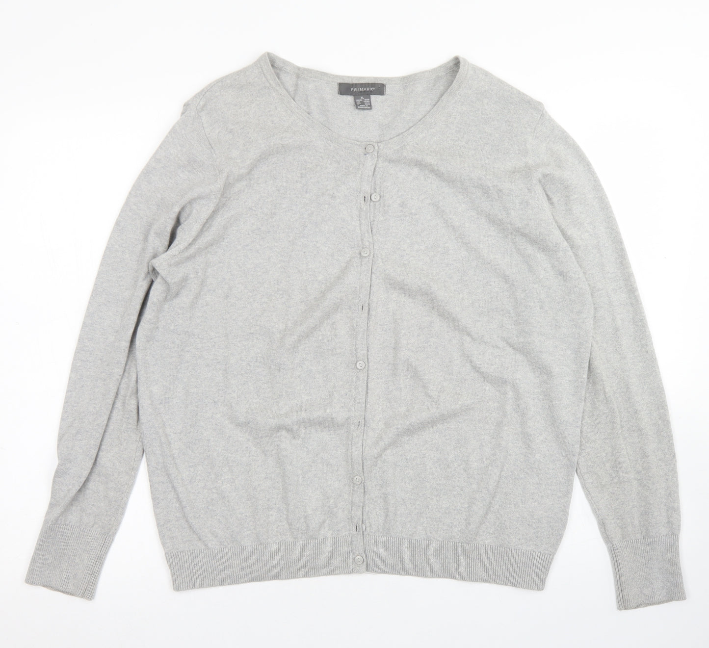 Primark Womens Grey Crew Neck  Cotton Cardigan Jumper Size XL