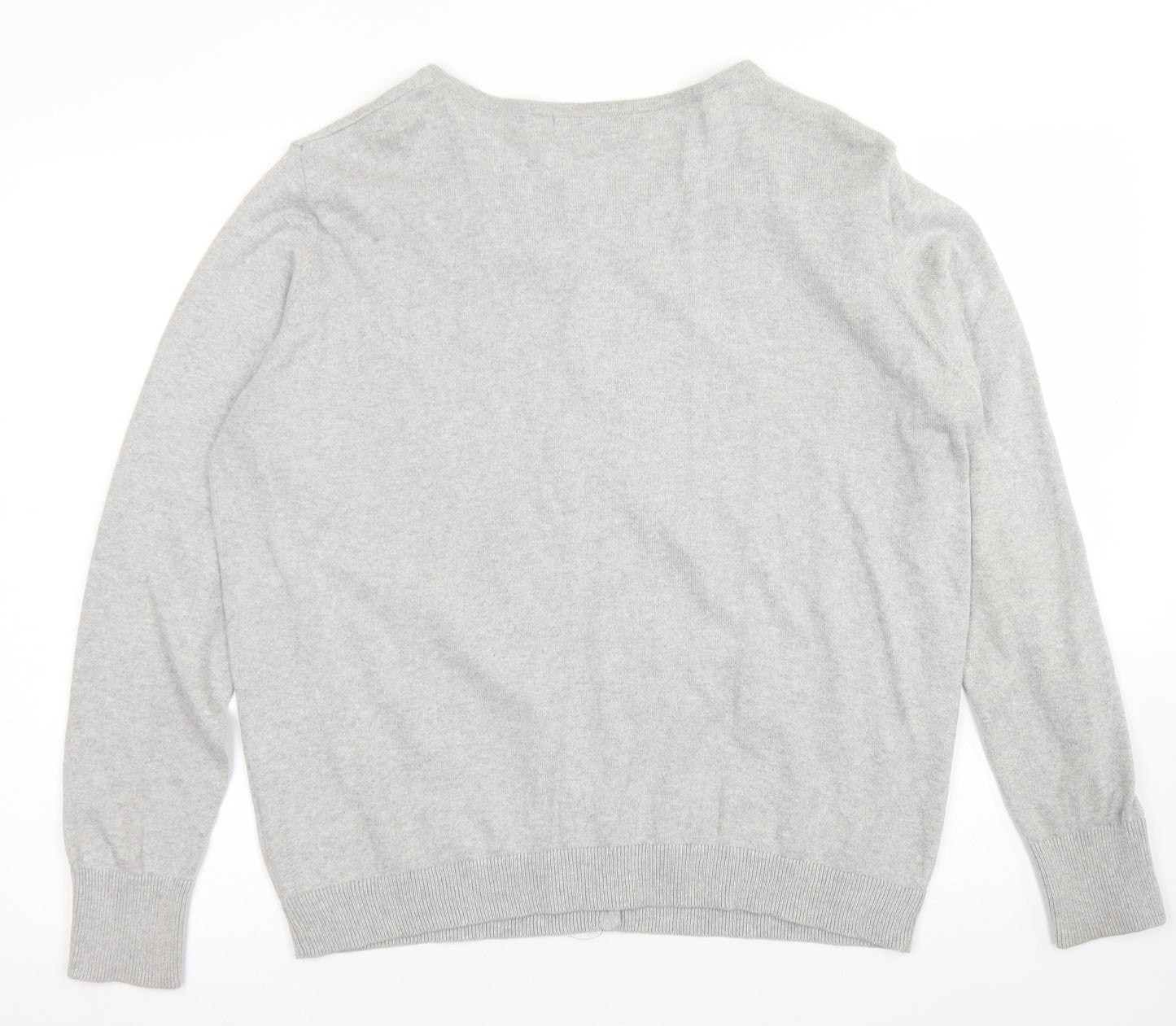 Primark Womens Grey Crew Neck  Cotton Cardigan Jumper Size XL