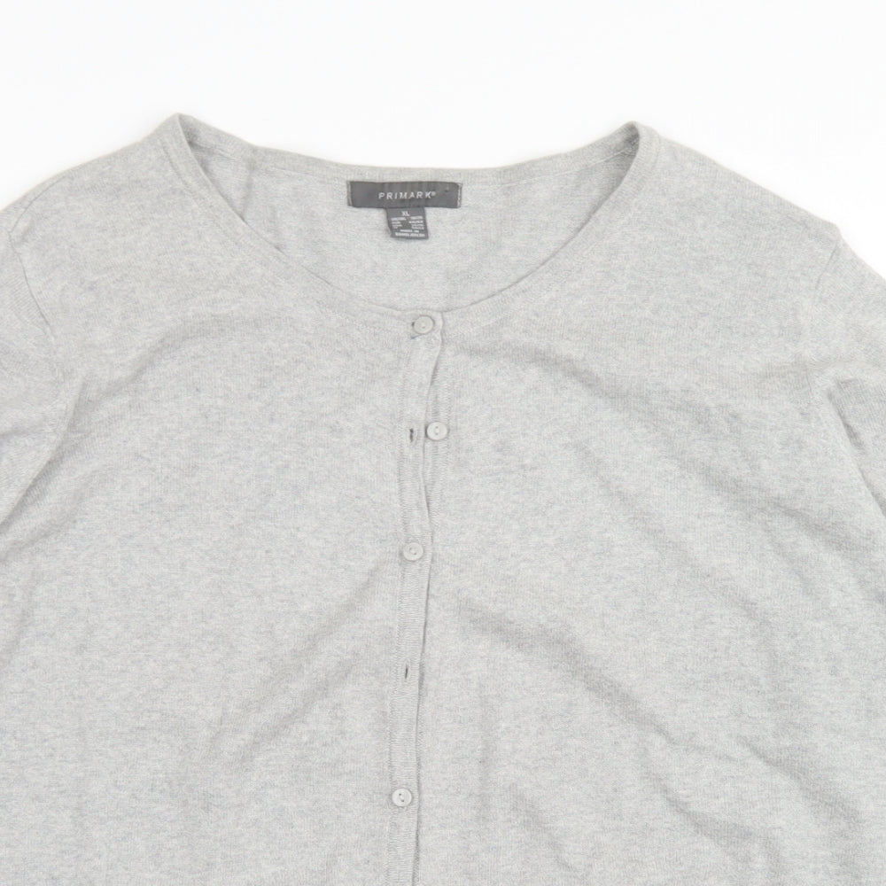 Primark Womens Grey Crew Neck  Cotton Cardigan Jumper Size XL