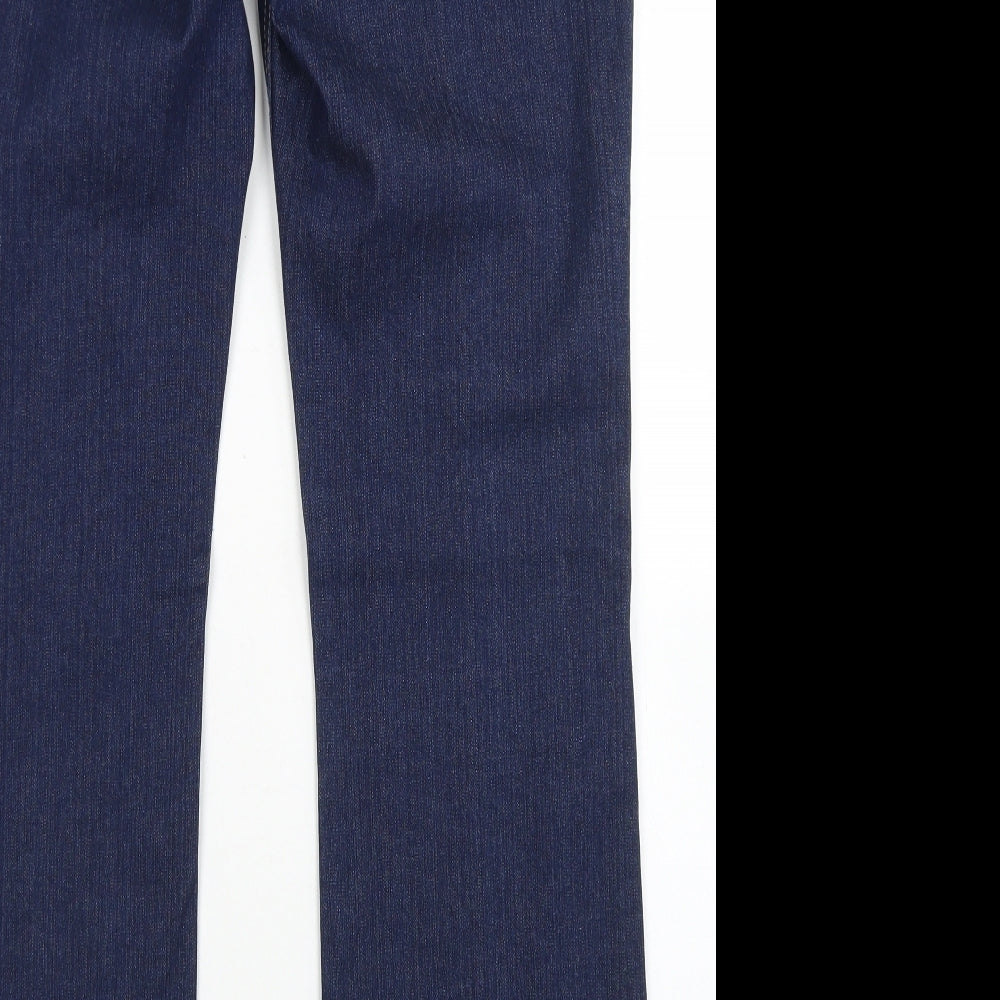 M&S Womens Blue  Cotton Bootcut Jeans Size 14 L30 in Regular Button