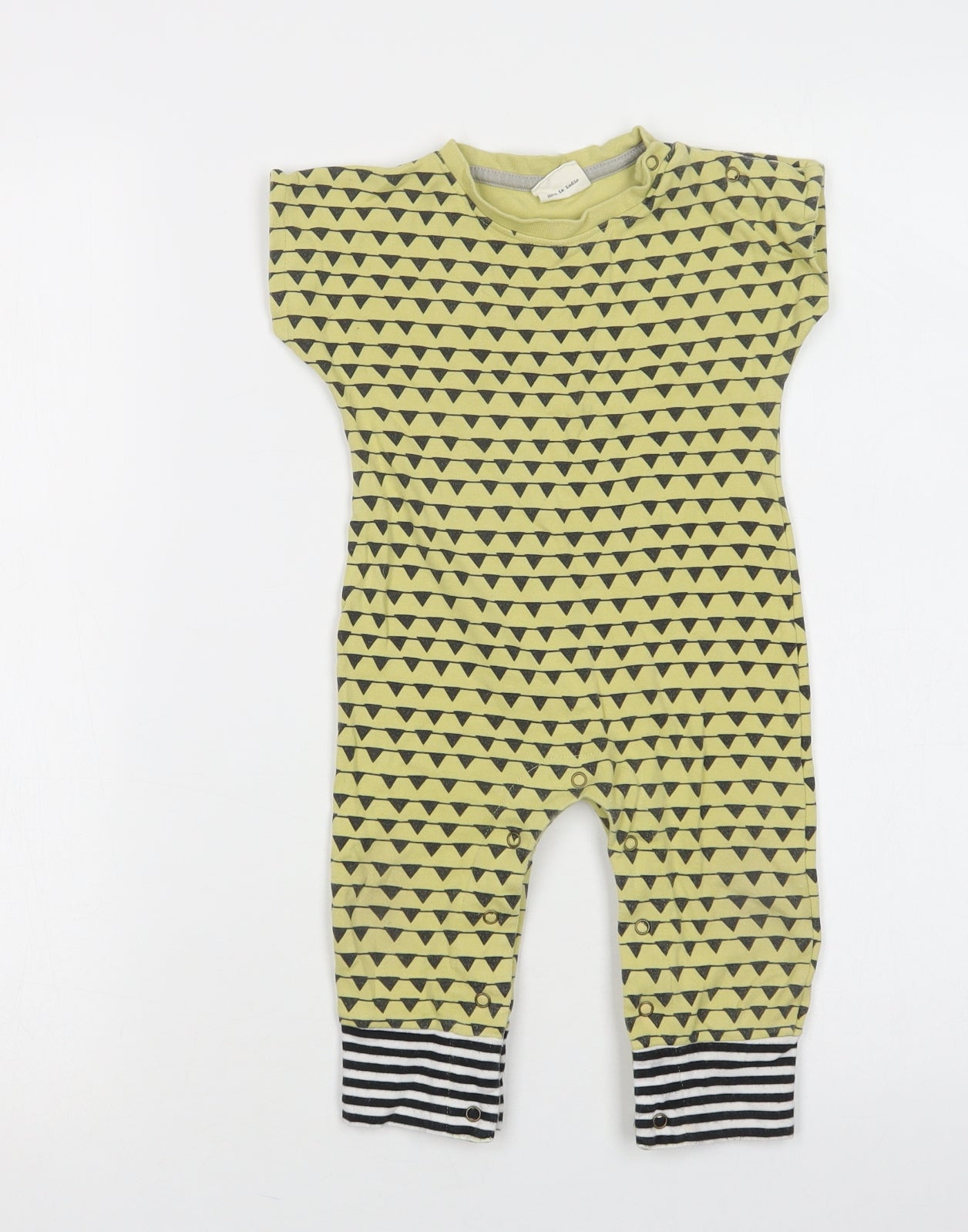 Turtledove Baby Green Geometric Cotton Romper One-Piece Size 9-12 Months  Snap