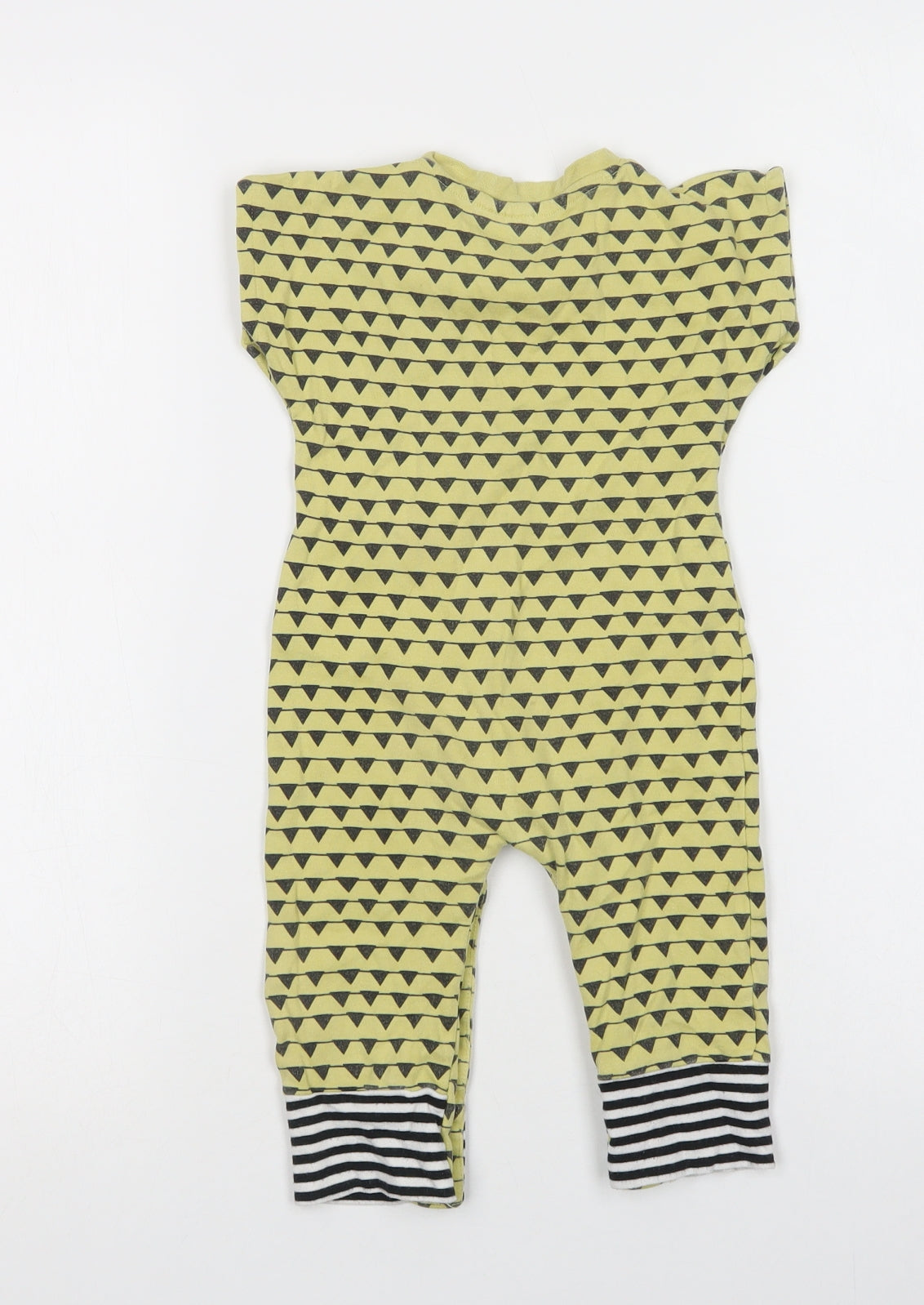 Turtledove Baby Green Geometric Cotton Romper One-Piece Size 9-12 Months  Snap