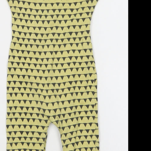 Turtledove Baby Green Geometric Cotton Romper One-Piece Size 9-12 Months  Snap