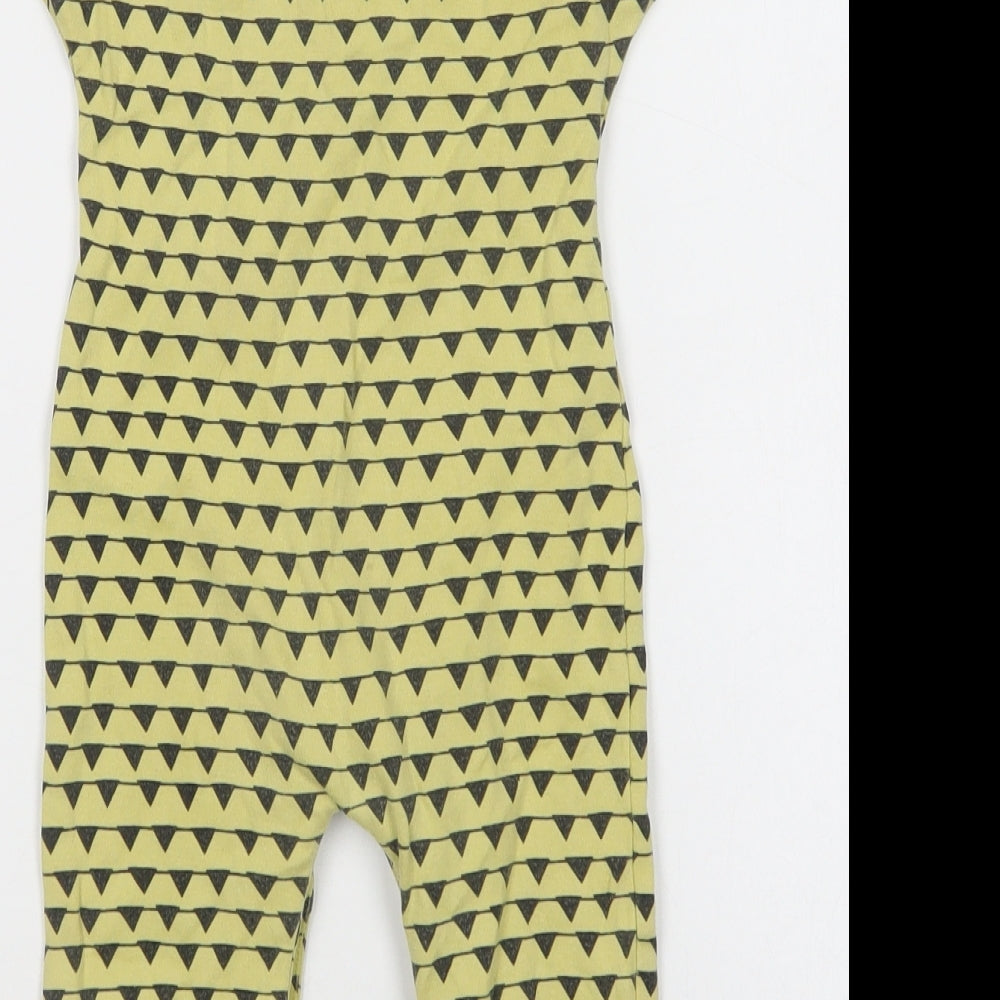 Turtledove Baby Green Geometric Cotton Romper One-Piece Size 9-12 Months  Snap
