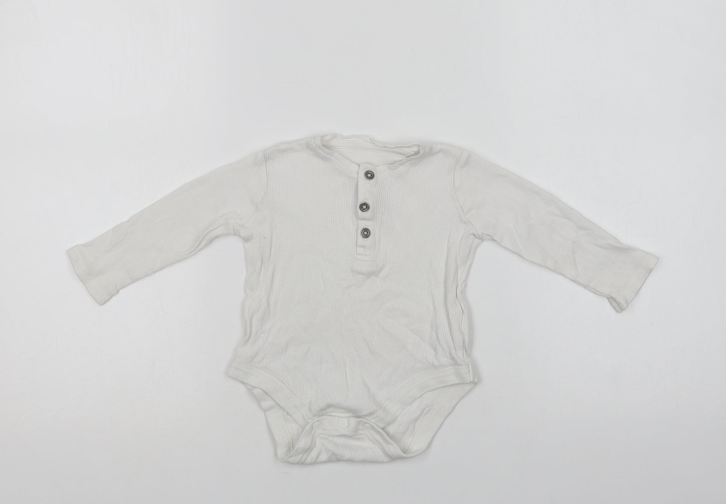 F&F Baby White  Cotton Romper One-Piece Size 9-12 Months  Snap