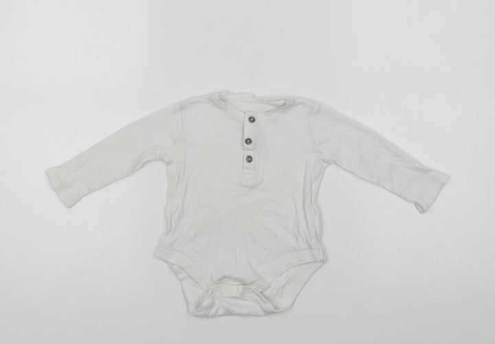 F&F Baby White  Cotton Romper One-Piece Size 9-12 Months  Snap