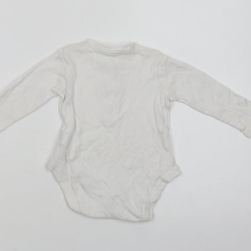 F&F Baby White  Cotton Romper One-Piece Size 9-12 Months  Snap