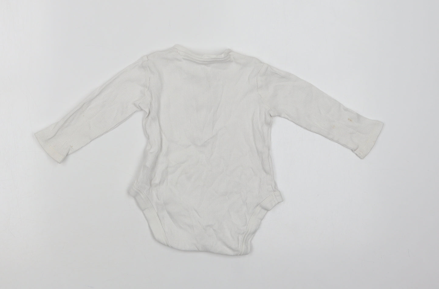 F&F Baby White  Cotton Romper One-Piece Size 9-12 Months  Snap