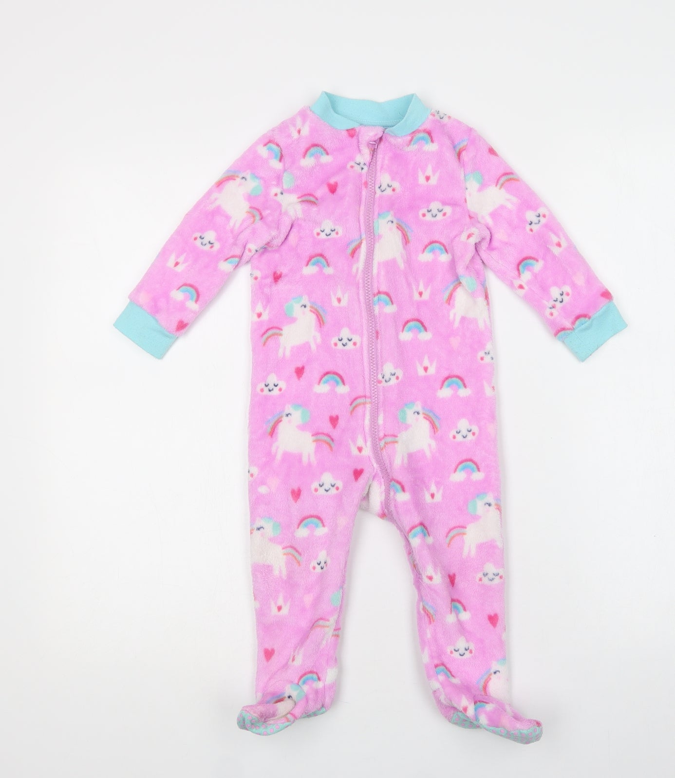 Dunnes Stores Baby Pink Geometric Polyester Babygrow One-Piece Size 12-18 Months  Zip - Unicorns And Rainbows