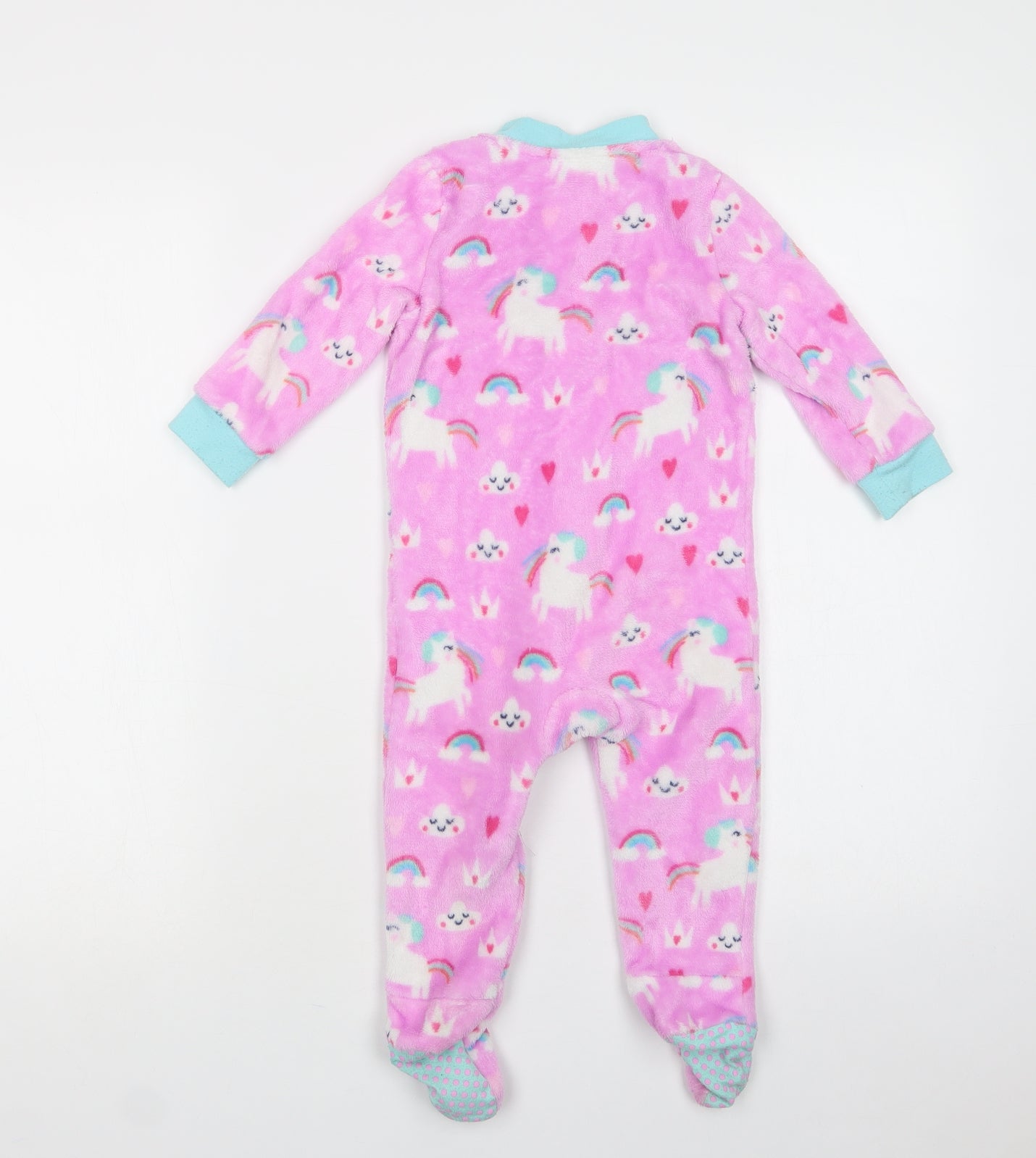 Dunnes Stores Baby Pink Geometric Polyester Babygrow One-Piece Size 12-18 Months  Zip - Unicorns And Rainbows
