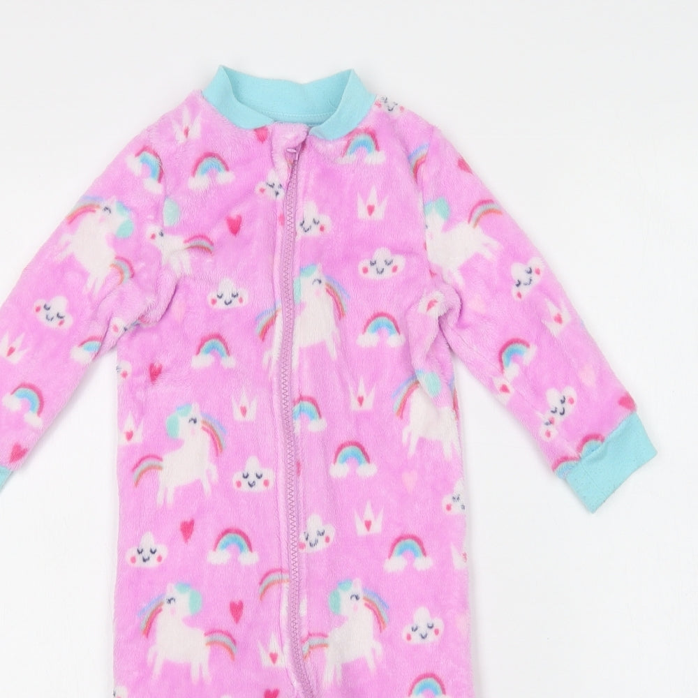 Dunnes Stores Baby Pink Geometric Polyester Babygrow One-Piece Size 12-18 Months  Zip - Unicorns And Rainbows