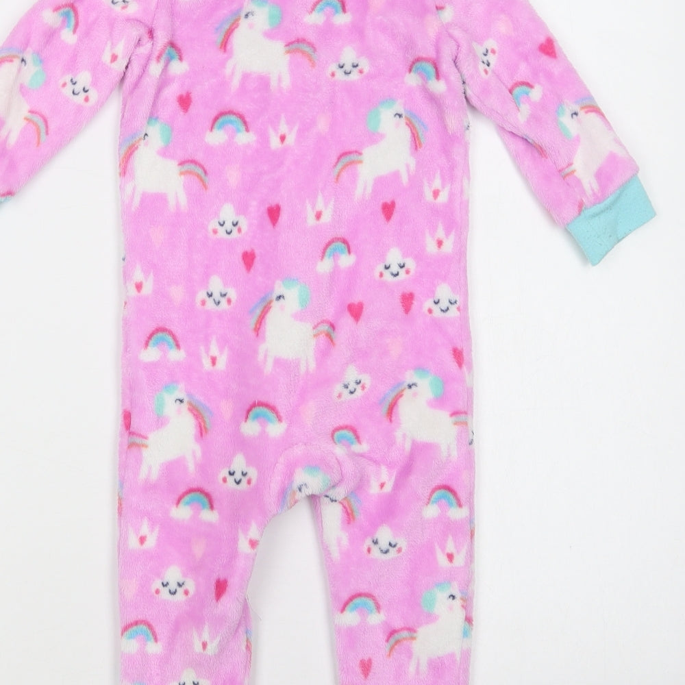 Dunnes Stores Baby Pink Geometric Polyester Babygrow One-Piece Size 12-18 Months  Zip - Unicorns And Rainbows