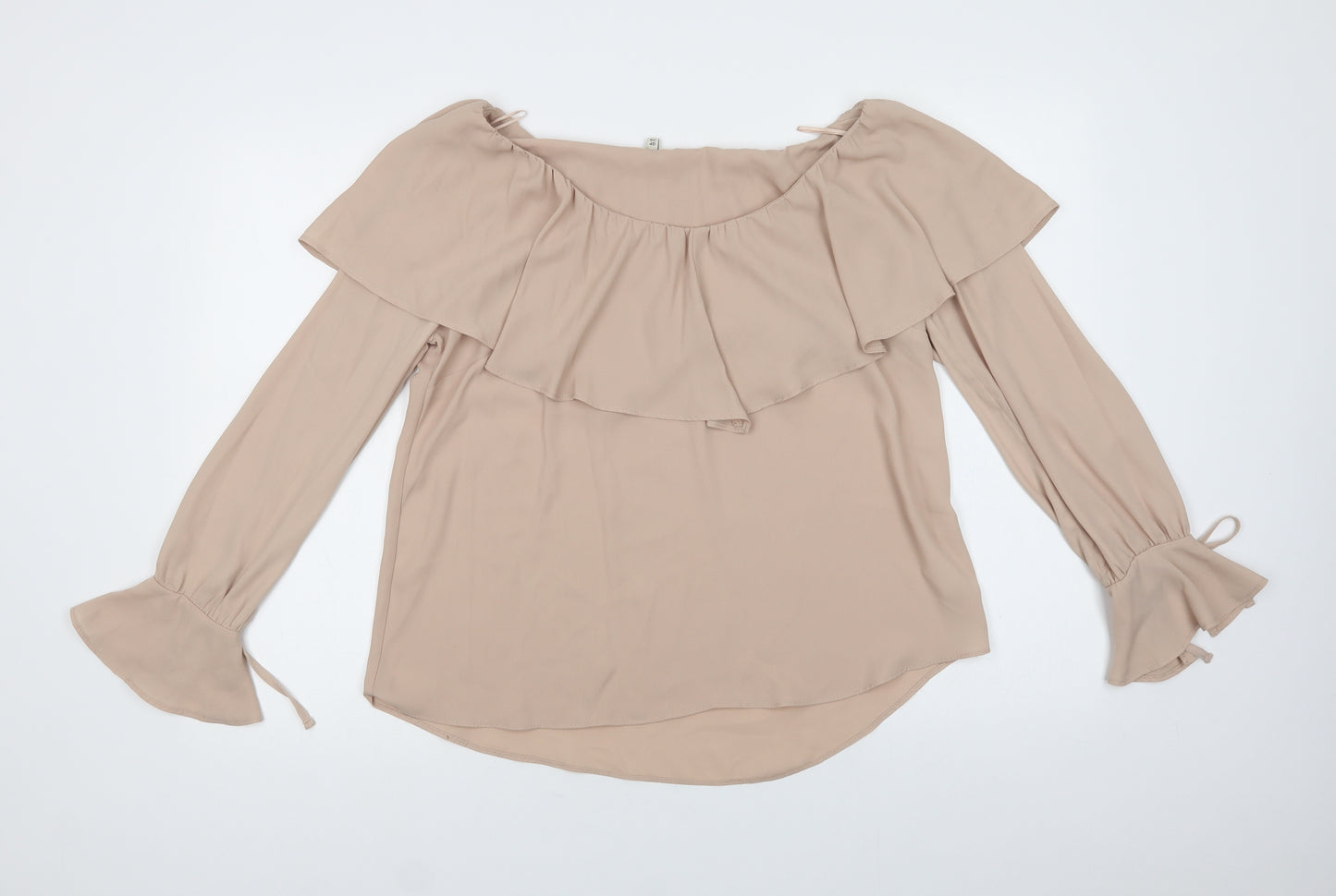River Island Womens Beige  Polyester Basic Blouse Size 14 Boat Neck