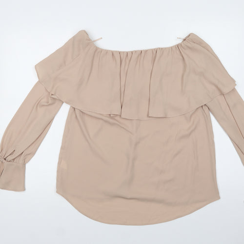 River Island Womens Beige  Polyester Basic Blouse Size 14 Boat Neck